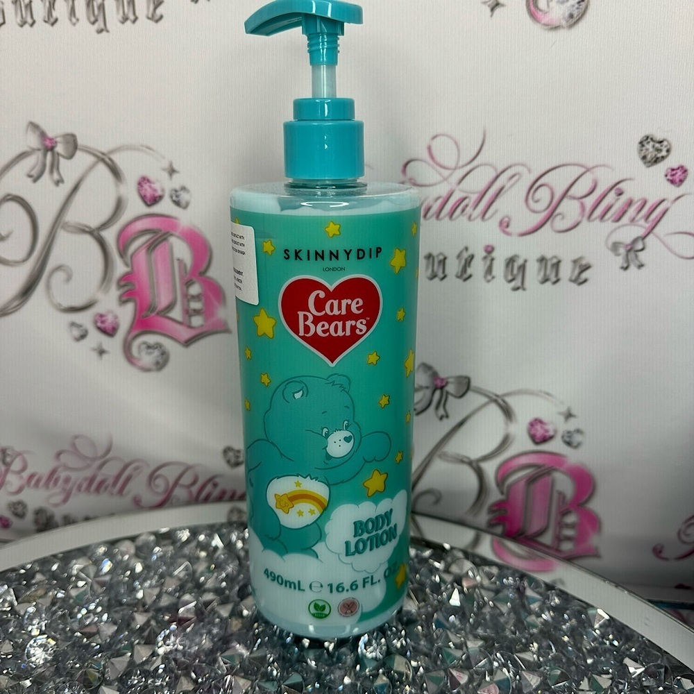 Skinny dip Care Bears body lotion blue star clouds moisturizer pump turquoise
